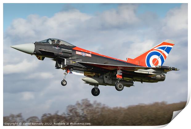 RAF Typhoon 'BlackJack' landing at Coningsby  Print by daniel kennedy