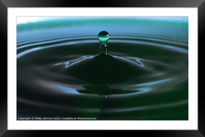 Green Water drops (22A) Framed Mounted Print by Philip Lehman