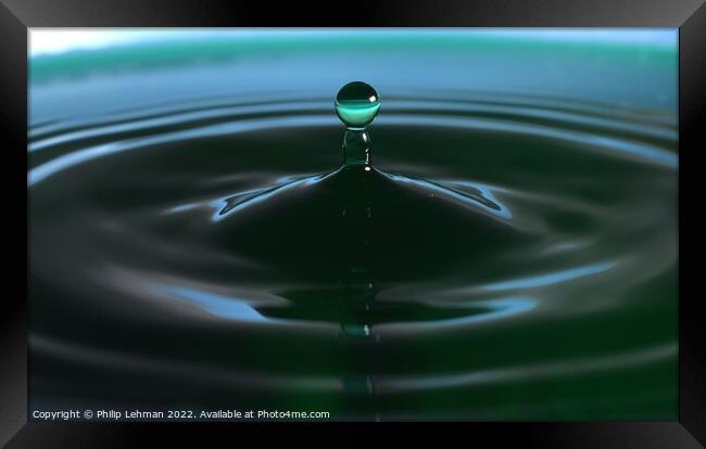 Green Water drops (22A) Framed Print by Philip Lehman
