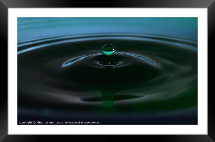 Green Water drops (14A) Framed Mounted Print by Philip Lehman