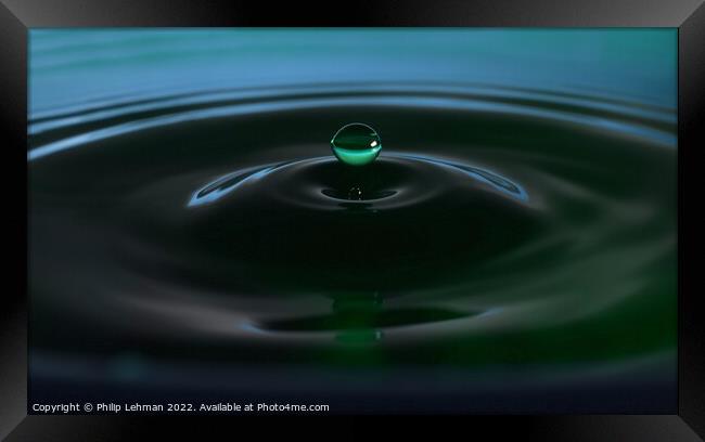 Green Water drops (14A) Framed Print by Philip Lehman
