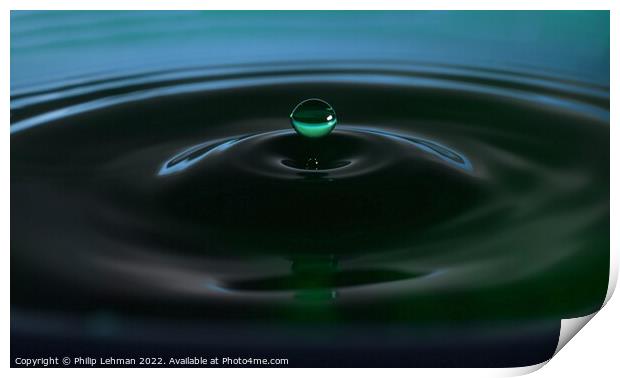 Green Water drops (14A) Print by Philip Lehman