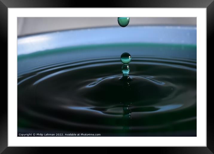 Green Water drops (24A) Framed Mounted Print by Philip Lehman