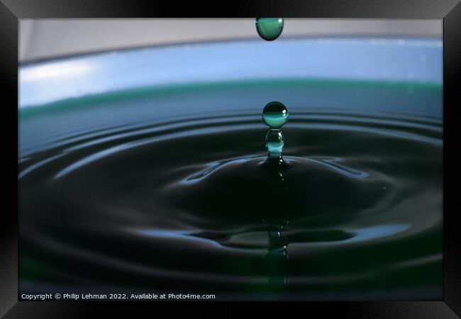 Green Water drops (24A) Framed Print by Philip Lehman