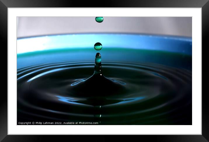 Green Water drops (28A) Framed Mounted Print by Philip Lehman