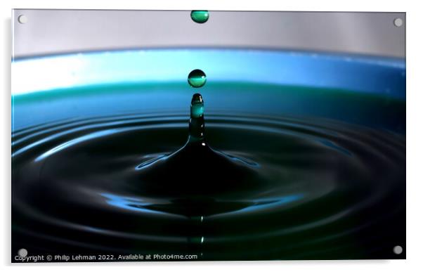 Green Water drops (28A) Acrylic by Philip Lehman