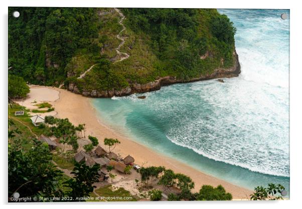View of tropical beach,  Acrylic by Stan Lihai