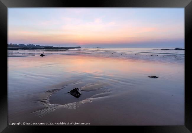 Serene Sunset at Hopeman Beach Moray Framed Print by Barbara Jones