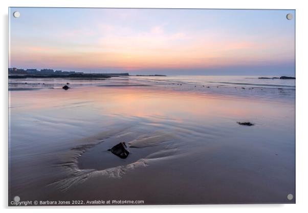 Serene Sunset at Hopeman Beach Moray Acrylic by Barbara Jones