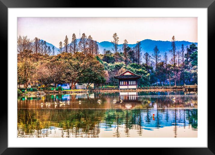 West Lake Reflection Hangzhou Zhejiang China Framed Mounted Print by William Perry