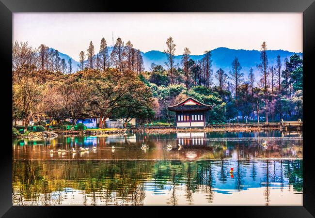 West Lake Reflection Hangzhou Zhejiang China Framed Print by William Perry