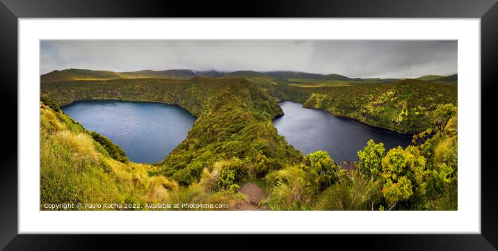 Lagoa Negra and Lagoa Comprida in Flores island, A Framed Mounted Print by Paulo Rocha