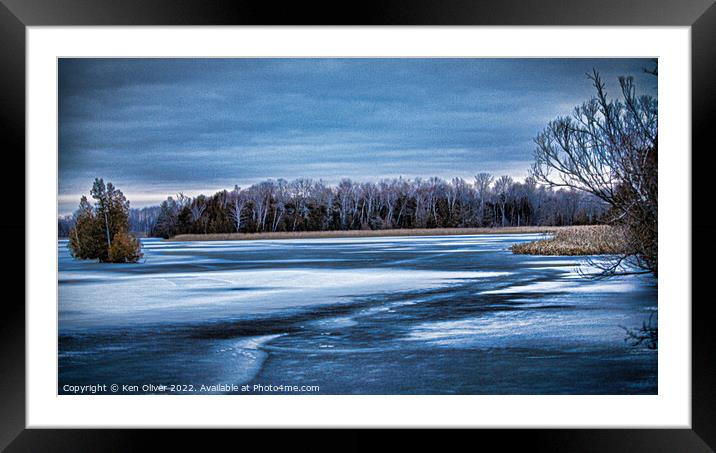 "Winter Wonderland: Frozen Tranquility at Trent Ca Framed Mounted Print by Ken Oliver
