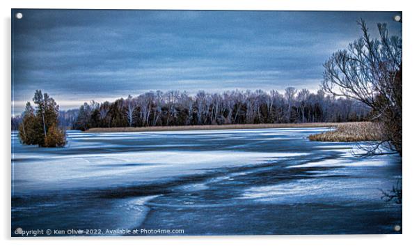 "Winter Wonderland: Frozen Tranquility at Trent Ca Acrylic by Ken Oliver