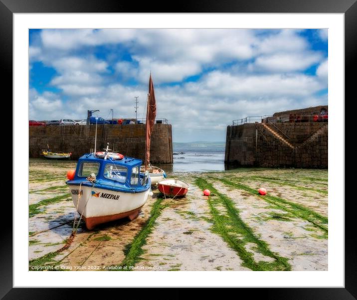 Mousehole Harbour Entrance Cornwall. Framed Mounted Print by Craig Yates