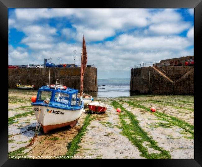 Mousehole Harbour Entrance Cornwall. Framed Print by Craig Yates
