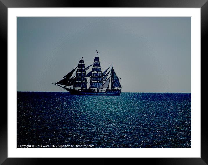 Blue Sea Sailing. Framed Mounted Print by Mark Ward