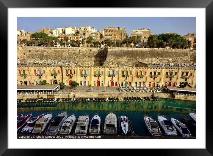 The Waterfront Valletta Framed Mounted Print by Sheila Ramsey