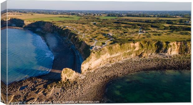 Pointe du Hoc from the air  Canvas Print by Amanda Leeming