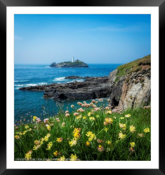 Godrevy Lighthouse Cornwall. Framed Mounted Print by Craig Yates
