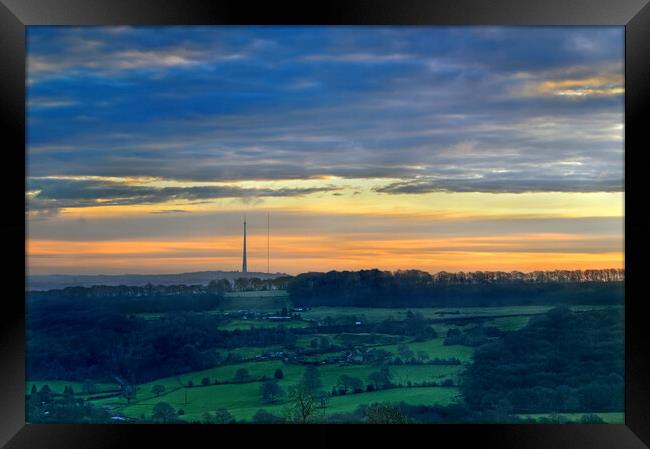 Emley Moor Sunrise Framed Print by Darren Galpin