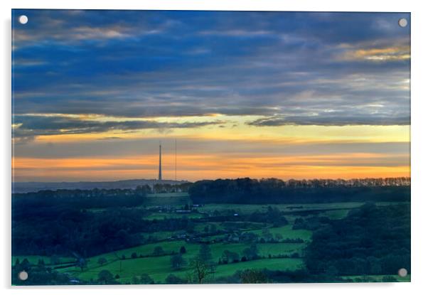 Emley Moor Sunrise Acrylic by Darren Galpin