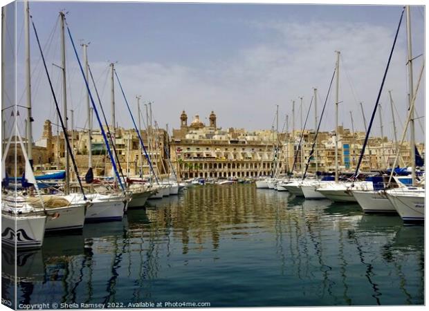 Vittoriosa Harbour Reflections Canvas Print by Sheila Ramsey