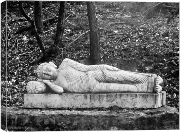 Reclining Buddha in black and white Canvas Print by Stephanie Moore