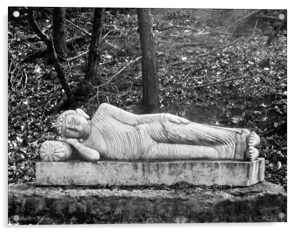 Reclining Buddha in black and white Acrylic by Stephanie Moore