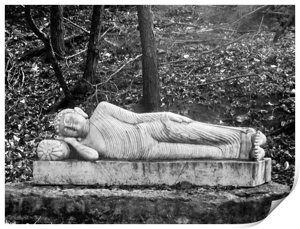 Reclining Buddha in black and white Print by Stephanie Moore