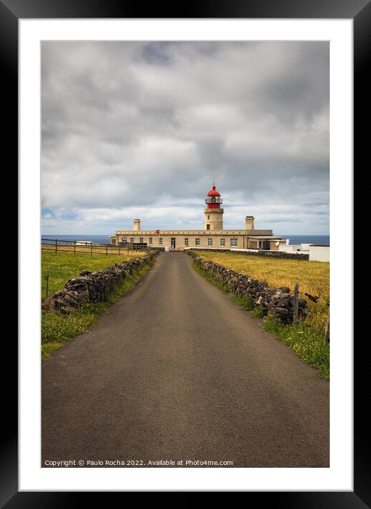 Albernaz lighthouse on Flores Island Framed Mounted Print by Paulo Rocha