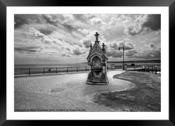 Filey Monochrome  Framed Mounted Print by Alison Chambers