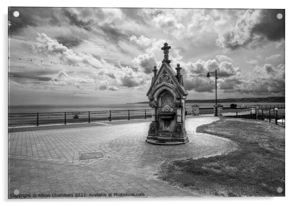 Filey Monochrome  Acrylic by Alison Chambers