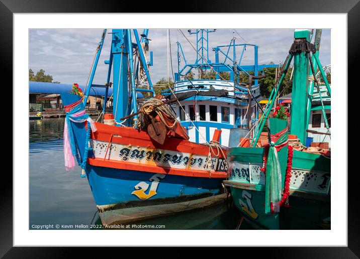 Thai fishing boats, Framed Mounted Print by Kevin Hellon