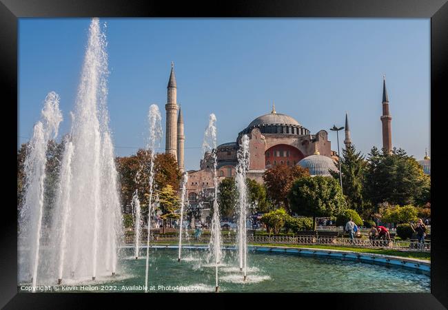 The Sultan Ahmad Maydan Fountain with Hagia Sophia in background Framed Print by Kevin Hellon