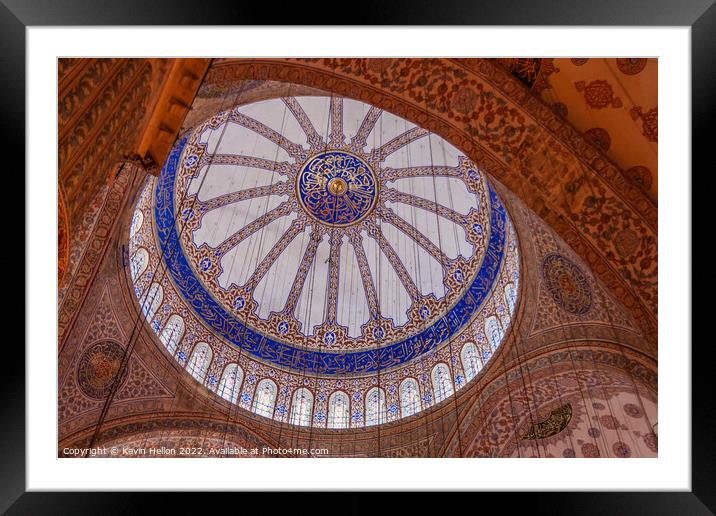 Ceiling of the Sultan Ahmed (Blue Mosque), Istanbul, Turkey Framed Mounted Print by Kevin Hellon