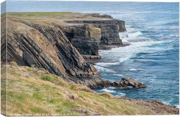 Atlantic Ocean Waves Crashing onto the Cliffs of Loophead Peninsula, County Clare, Ireland Canvas Print by Dave Collins