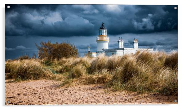 Storm Clouds gather over Chanonry Point Lighthouse Acrylic by John Frid