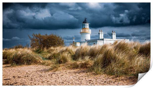 Storm Clouds gather over Chanonry Point Lighthouse Print by John Frid