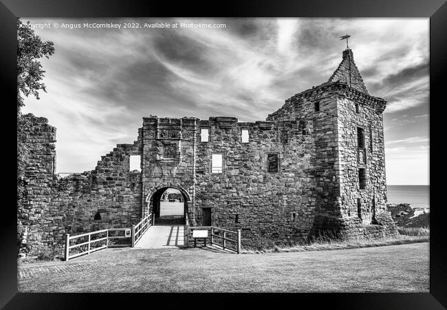 Ruins of St Andrews Castle, Kingdom of Fife, mono Framed Print by Angus McComiskey