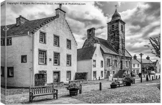 Main Square in village of Culross in Fife mono Canvas Print by Angus McComiskey