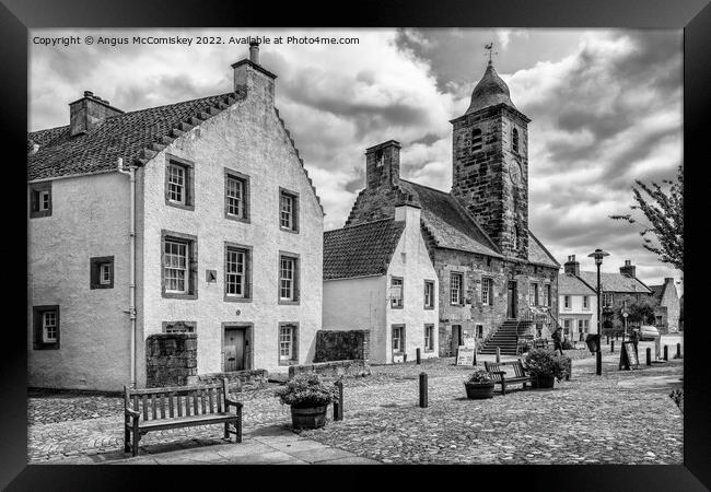 Main Square in village of Culross in Fife mono Framed Print by Angus McComiskey