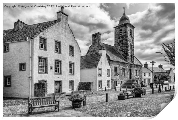 Main Square in village of Culross in Fife mono Print by Angus McComiskey