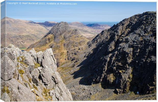 Tryfan and Bristly Ridge Mountains Snowdonia Wales Canvas Print by Pearl Bucknall