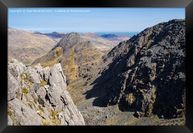 Tryfan and Bristly Ridge Mountains Snowdonia Wales Framed Print by Pearl Bucknall