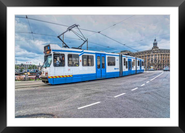 Amsterdam Tram Framed Mounted Print by Valerie Paterson