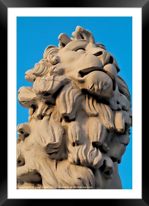 The South Bank Lion Statue, Westminster Bridge, London. Framed Mounted Print by Luigi Petro