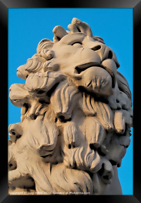 The South Bank Lion Statue, Westminster Bridge, London. Framed Print by Luigi Petro
