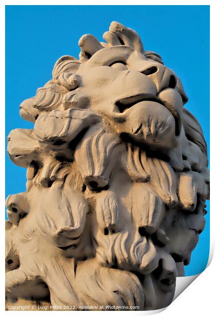 The South Bank Lion Statue, Westminster Bridge, London. Print by Luigi Petro