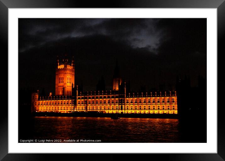 The Palace of Westminster at night, London, United Kingdom, Framed Mounted Print by Luigi Petro